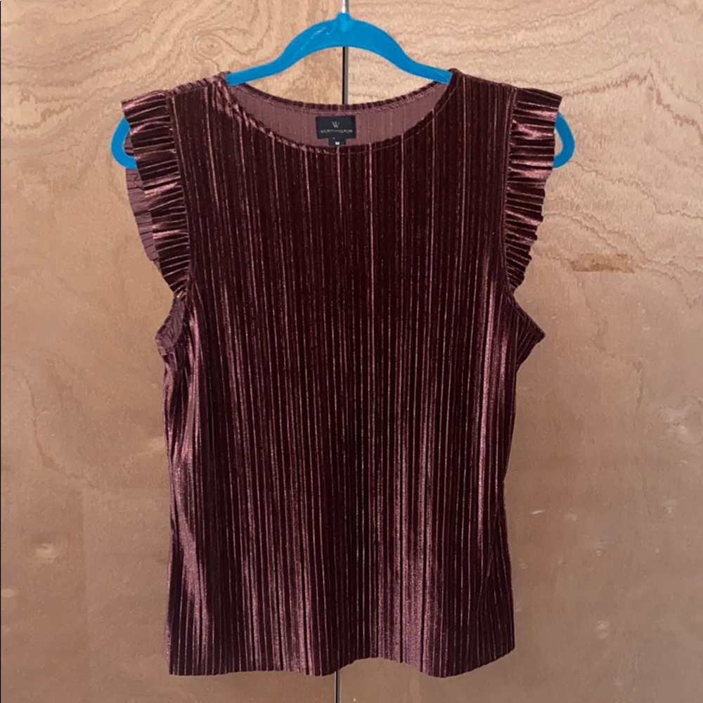 Worthington Maroon Velvet Crew Neck Shirt